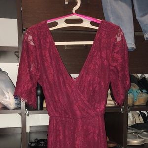 Burgundy Tie Waist Romper